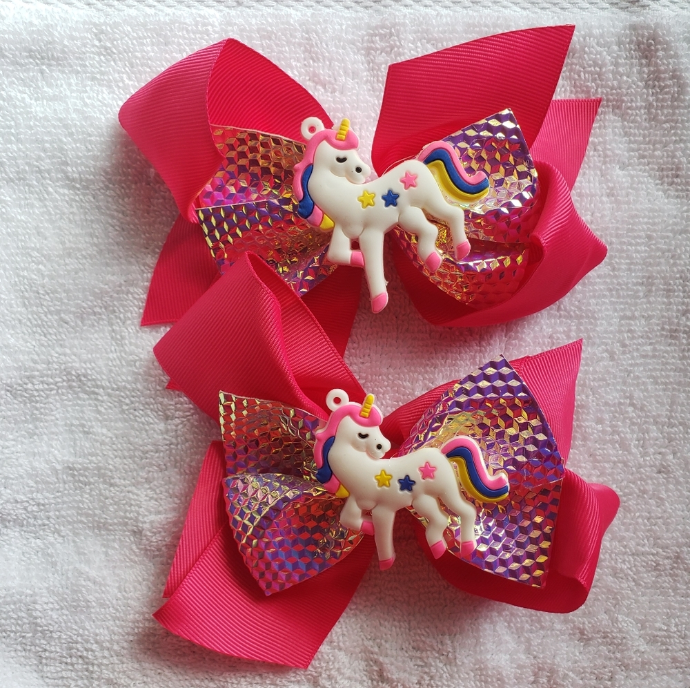 New pair bows Hot pink Unicorn